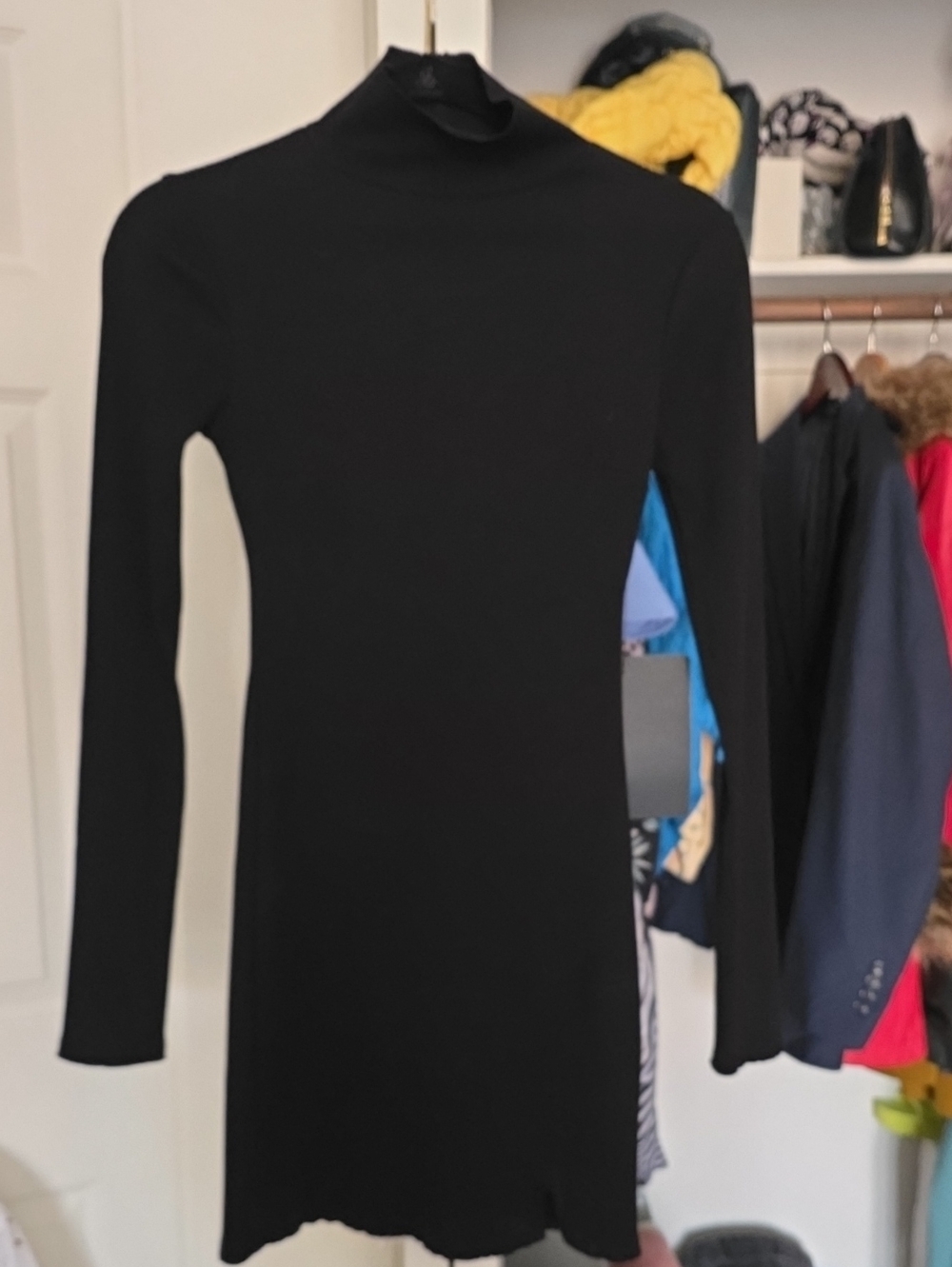Lulu's Black Long-Sleeve Turtleneck Knit Dress